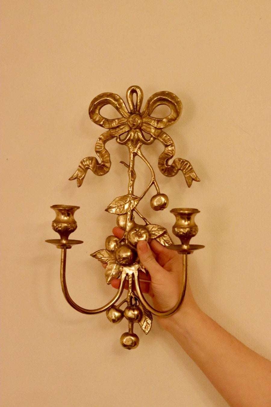 Pair Of Vintage Brass Bow Sconces