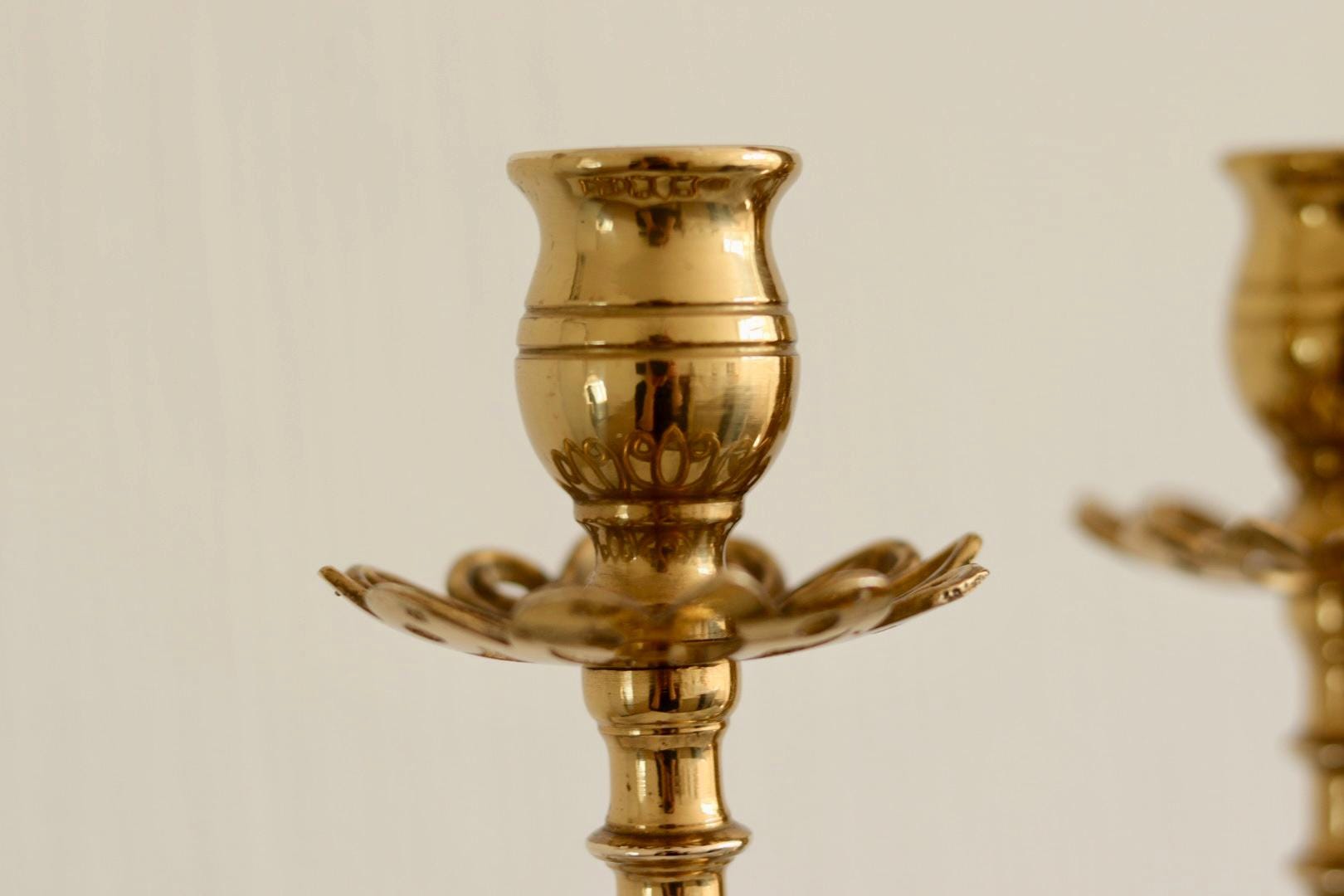 Pair of Mid-Century Swedish Brass Candle Holders