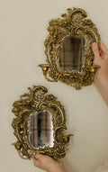 Pair of Swedish Brass Sconces with Mirror