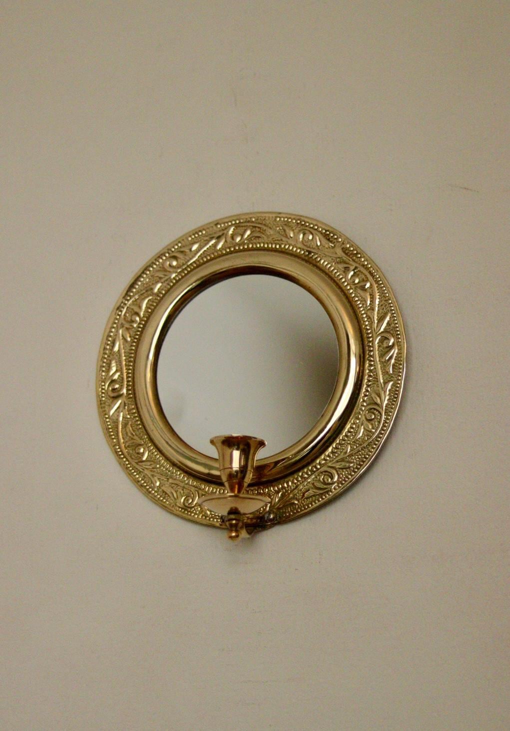 Vintage Brass Sconce with Mirror