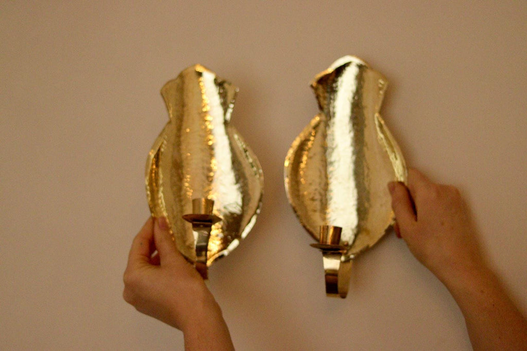 Pair of Mid Century Swedish Brass Sconces