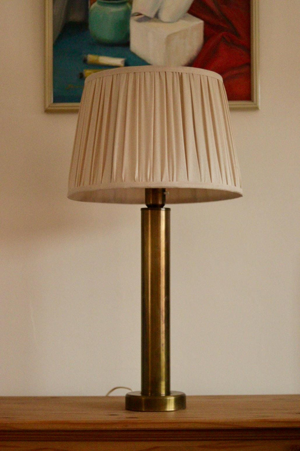 Tall Swedish Brass Bobbin lamps by Bergboms