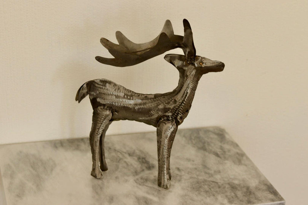 Pair of Swedish Pewter/Metal Reindeer Sculpture
