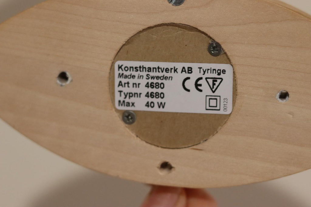 Vintage Wooden and Brass Wall Lamps by Tyringe Sweden 1970s