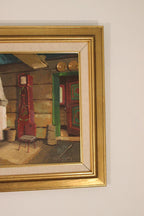 Original Mid-Century Swedish Oil On Canvas – Kitchen Fireplace