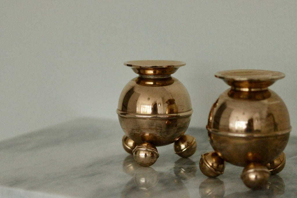 Pair of Mid-Century Swedish Brass Candle Holders