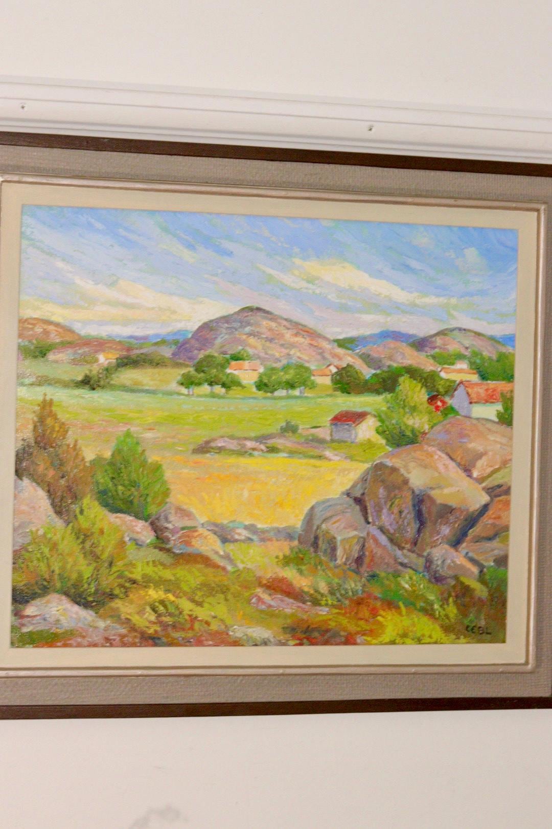 Mid-Century Original Swedish Oil on Canvas "Landscape "