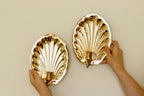 Pair of Vintage Brass Shell Scallop Sconces