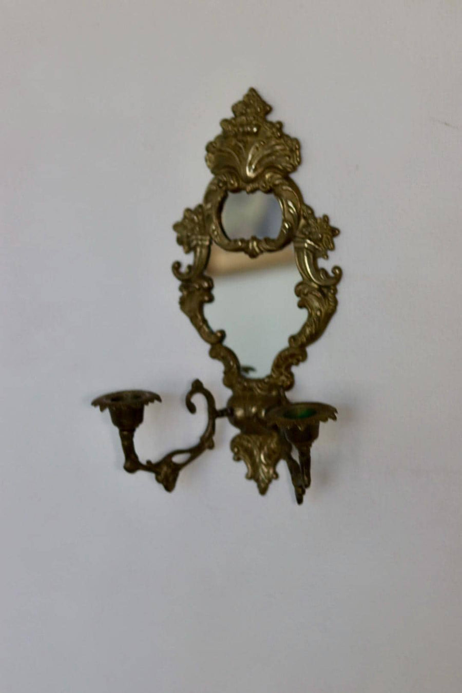 Mid Century Swedish Brass Sconce with Mirror