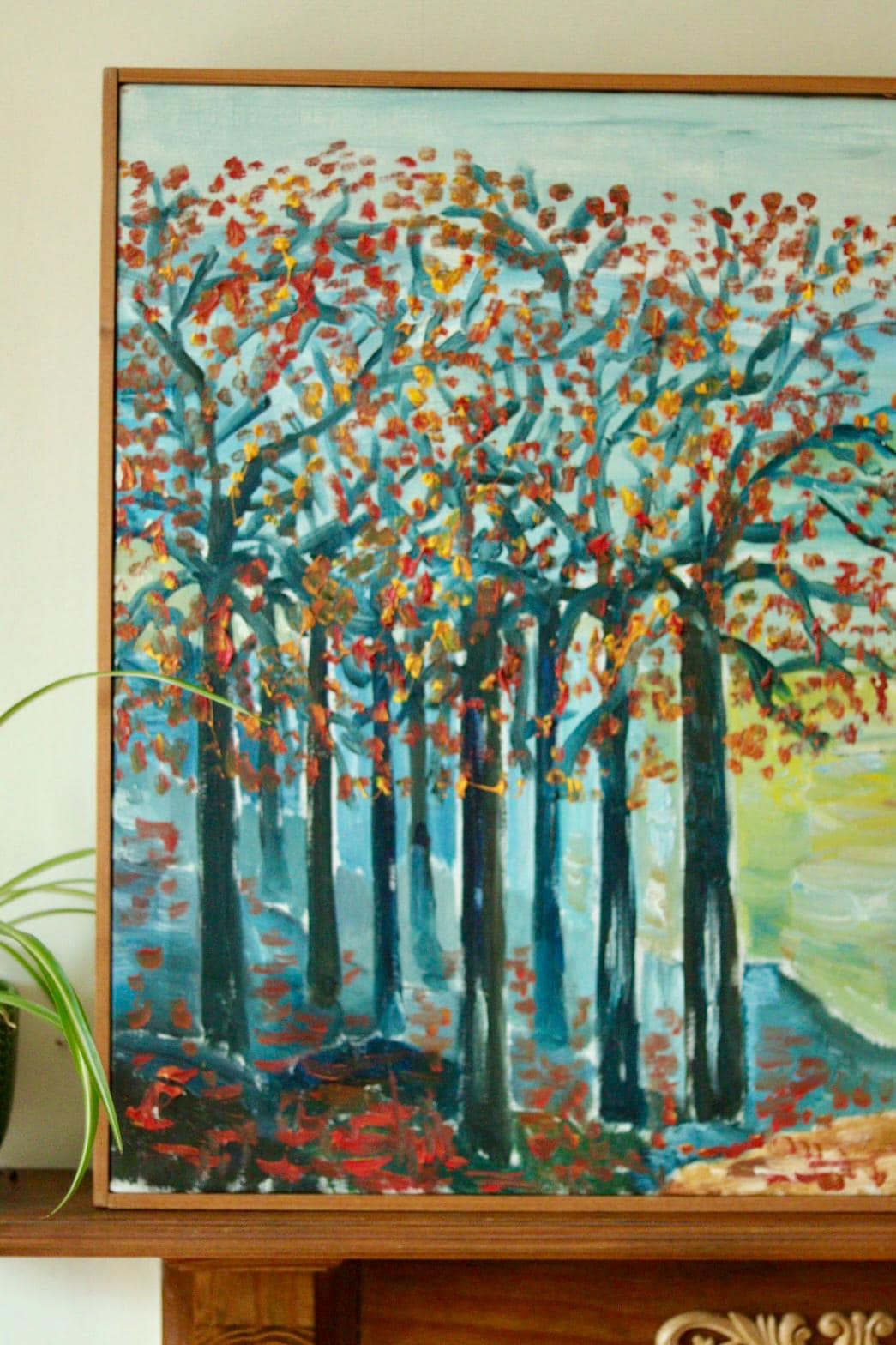 Original Swedish Vintage Oil on Canvas – "Autumn Trees"