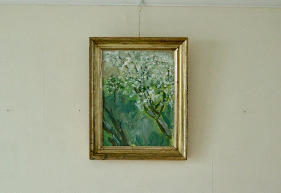 Original Swedish Mid Century Oil on Panel –Trees in Blossom