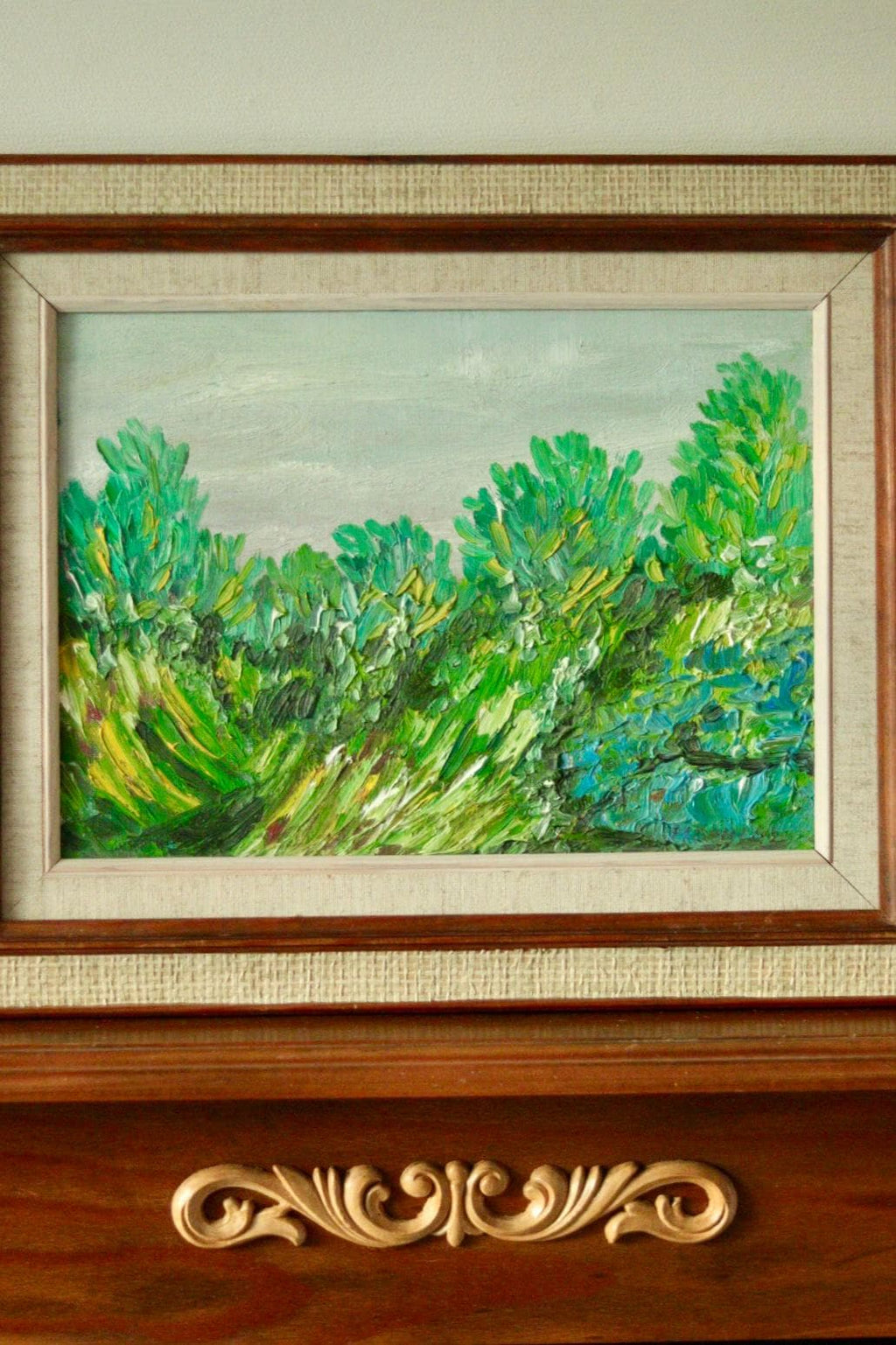 Mid-Century Original Oil on Canvas – “Vibrant Landscape”