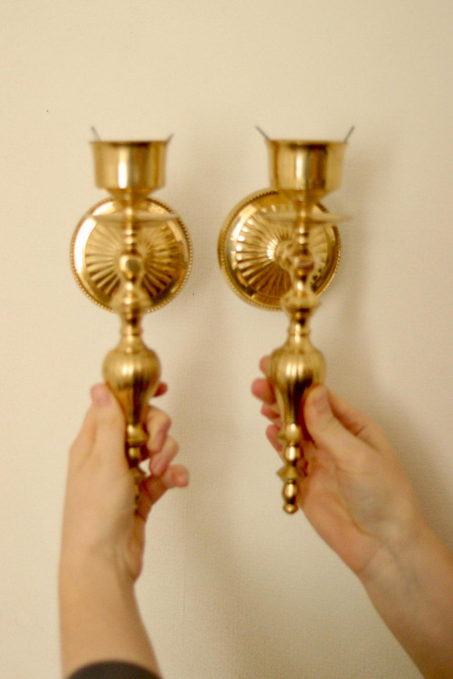 A Pair Of Vintage Brass Sconce