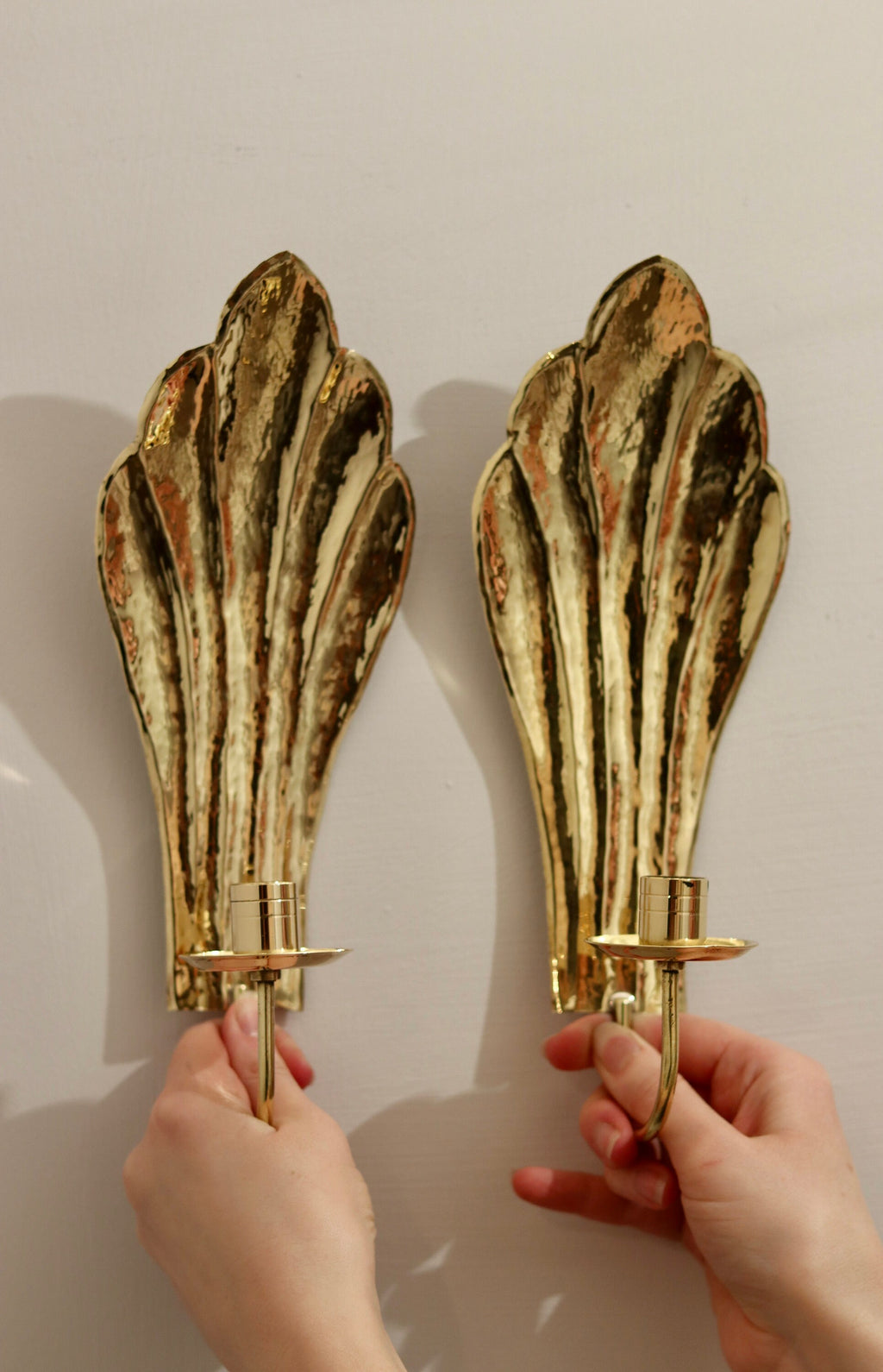 Pair of Mid-Century Swedish Brass Sconces by Firma Lars Holmstrom Arvika