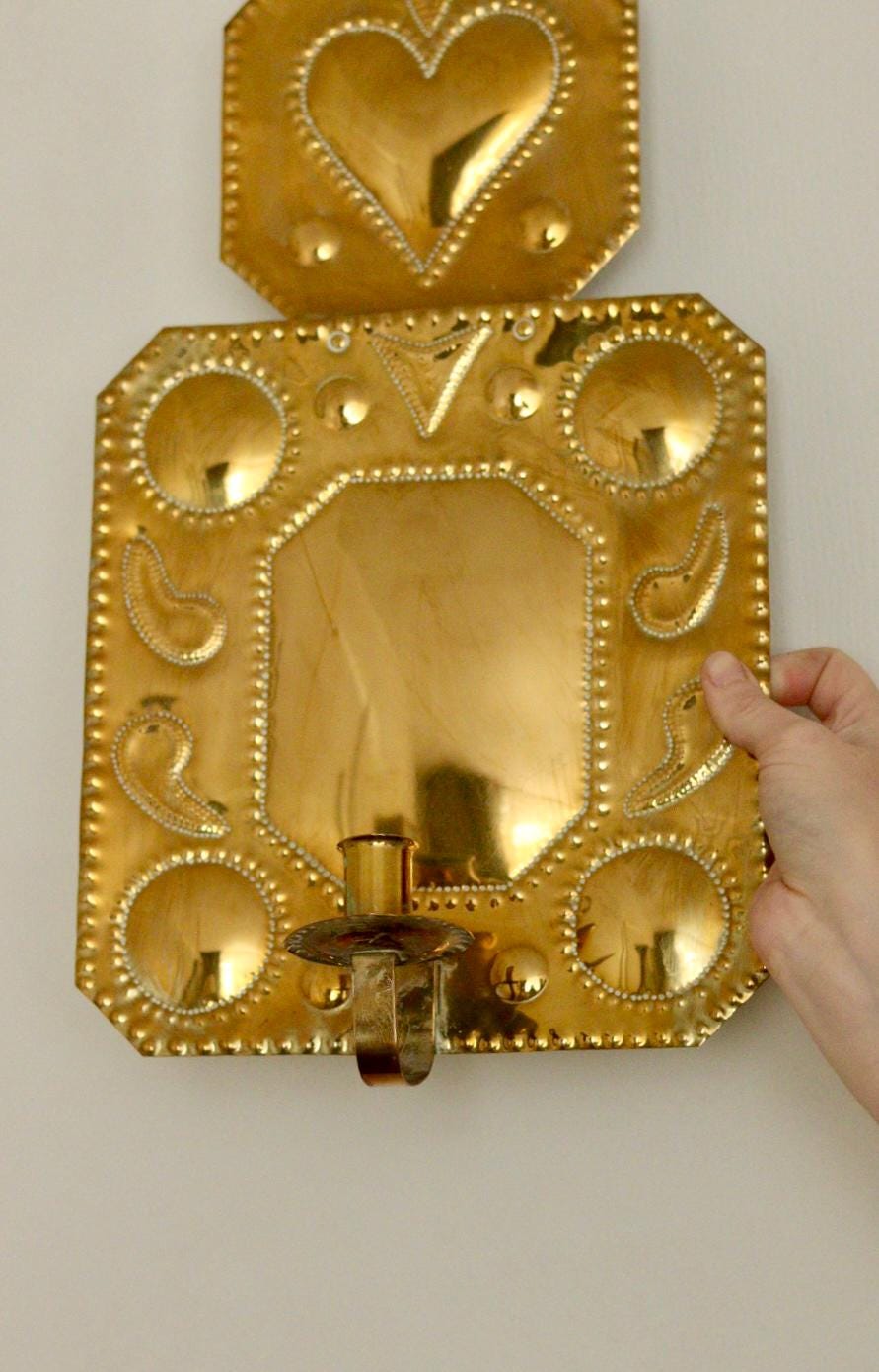 Pair Of Large Mid Century Swedish Brass Sconces