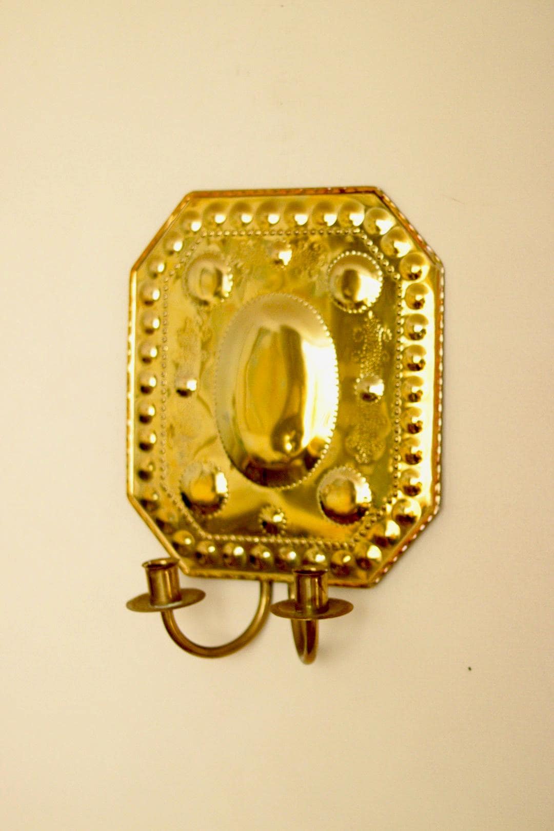 SINGLE Mid Century Swedish Brass Sconce for two candles