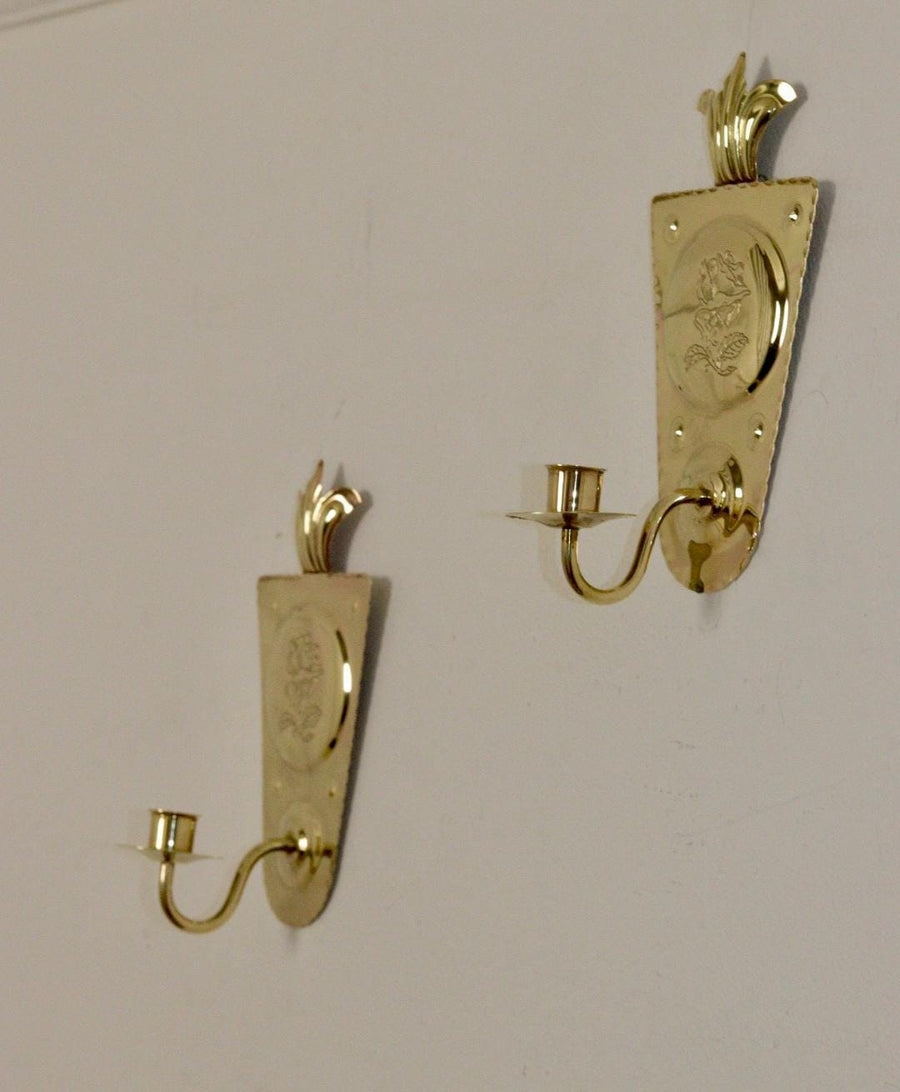 A Pair of Mid Century Swedish Brass Sconces