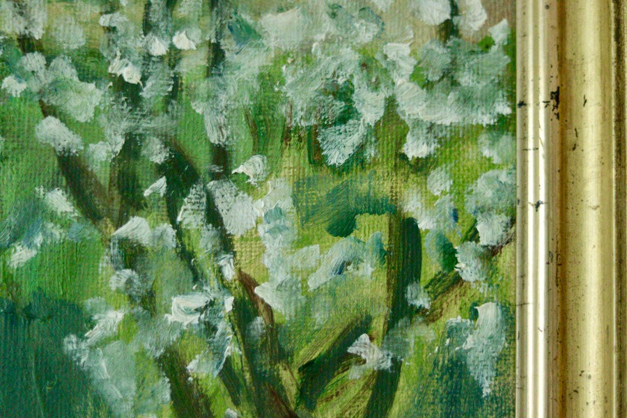 Original Swedish Mid Century Oil on Panel –Trees in Blossom