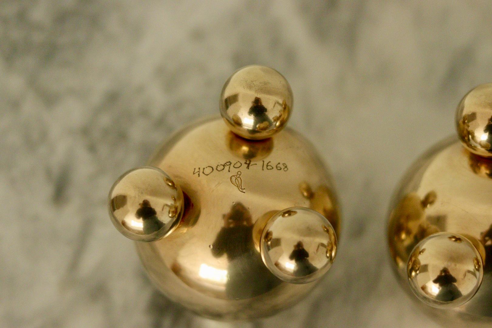 Pair of Mid-Century Swedish Brass Candle Holders