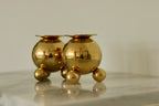 Pair of Mid-Century Swedish Heavy Brass Candle Holders by Gusum