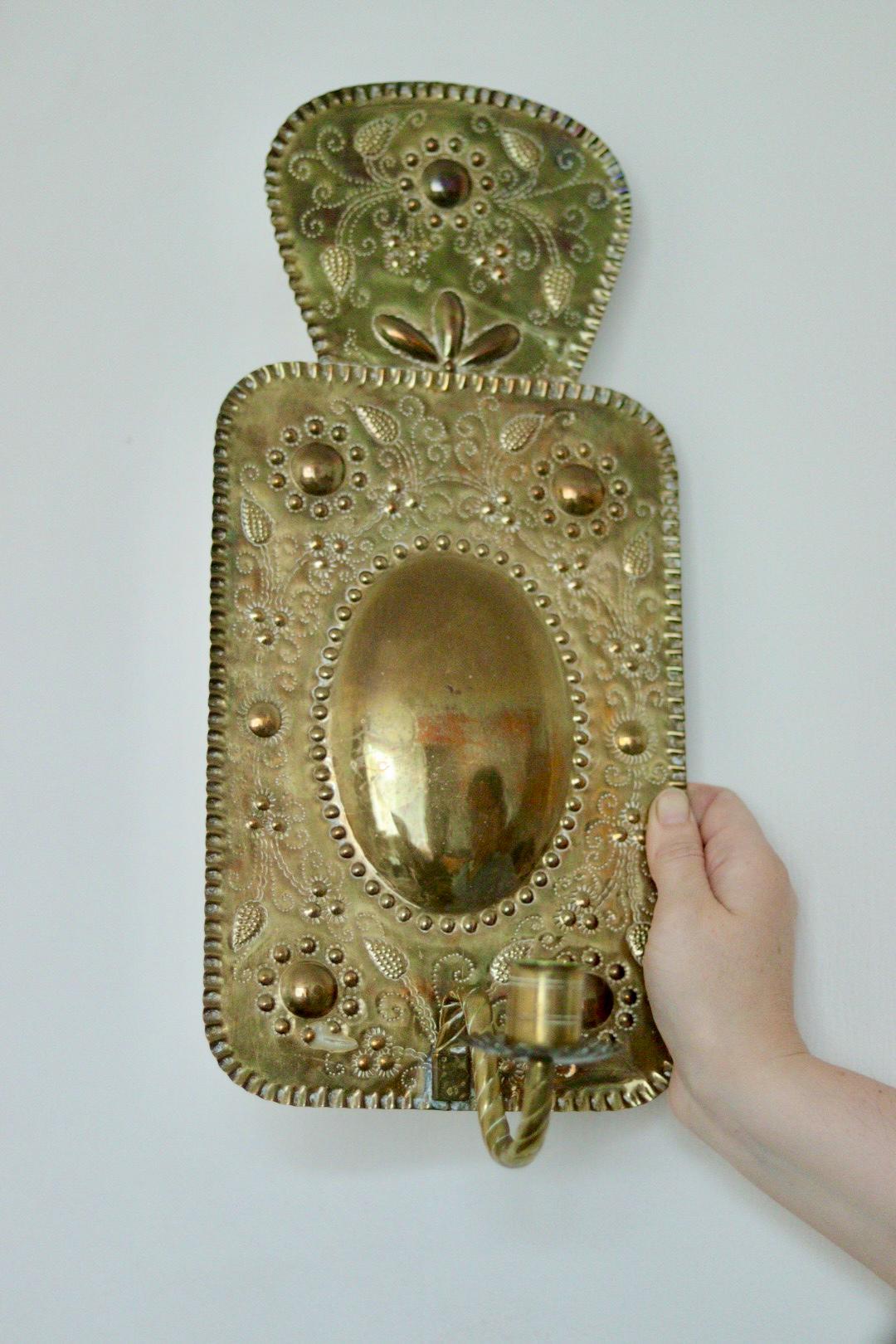 Pair of Mid Century Swedish Brass Sconces