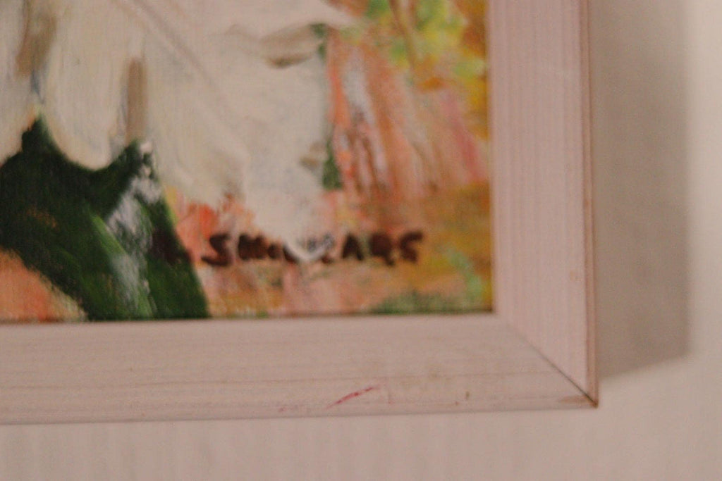 Original Mid-Century Swedish Oil On Panel – White Lilies