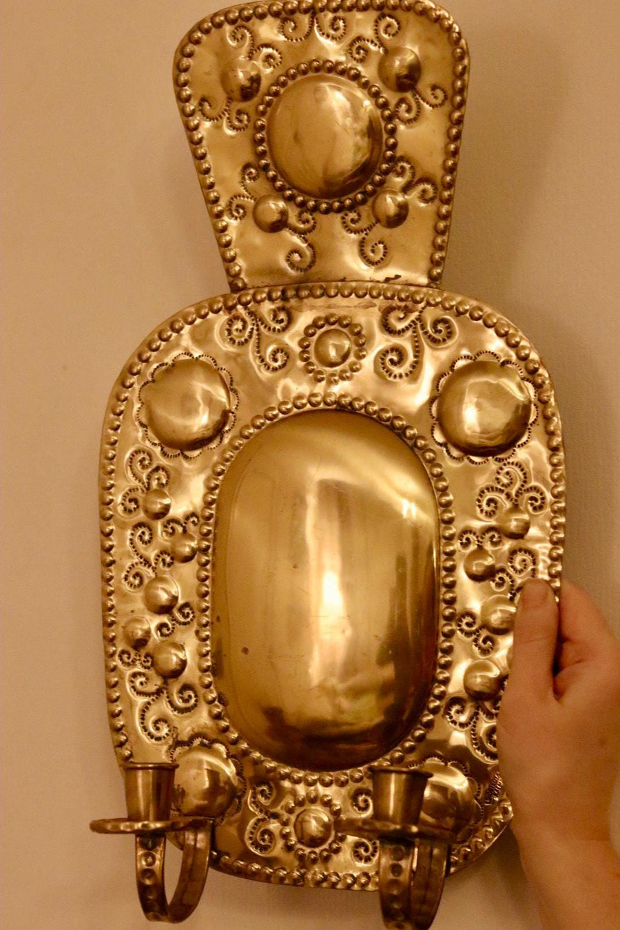 Large Mid-Century Swedish Brass Sconces