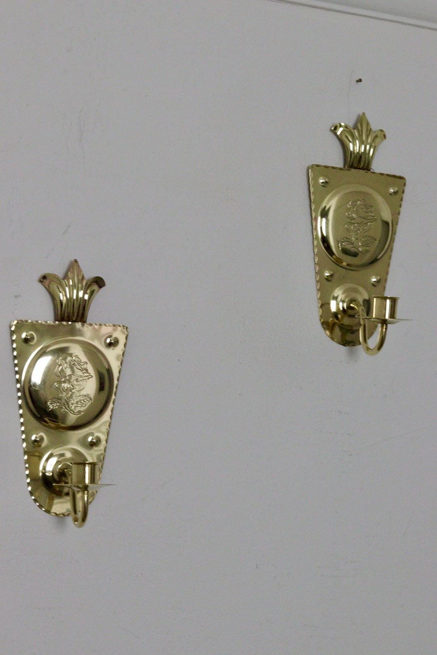 A Pair of Mid Century Swedish Brass Sconces