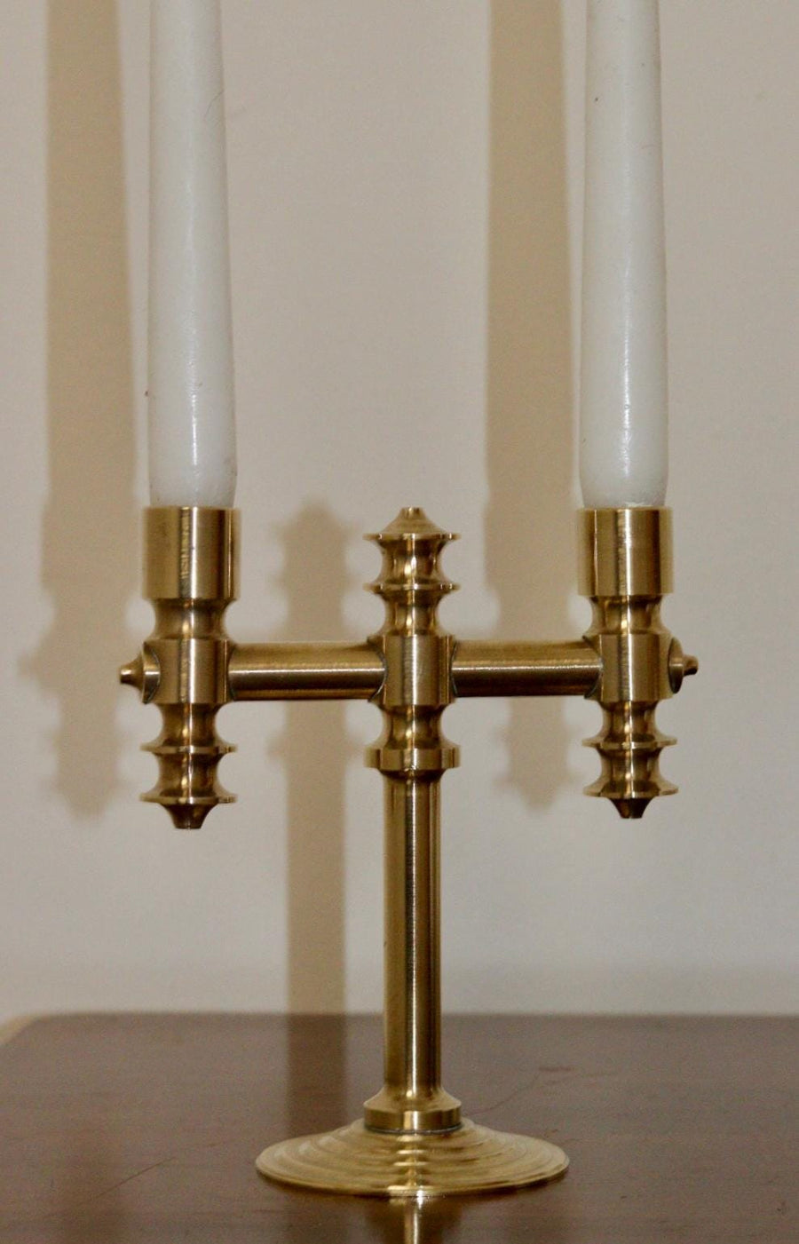 Vintage Three-Arm Swedish Brass Candelabra