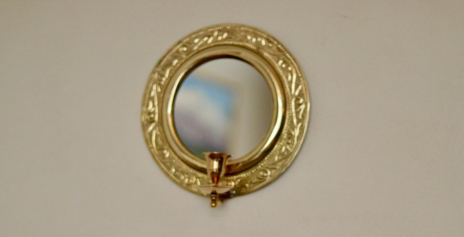Vintage Brass Sconce with Mirror