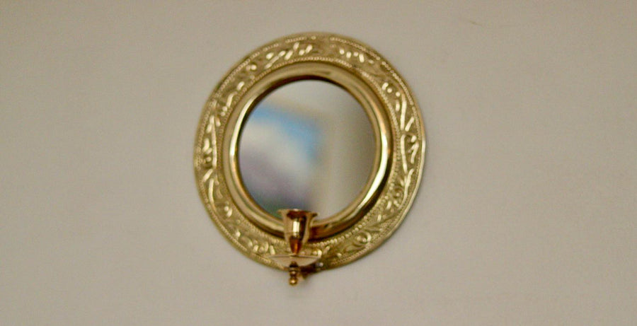 Vintage Brass Sconce with Mirror