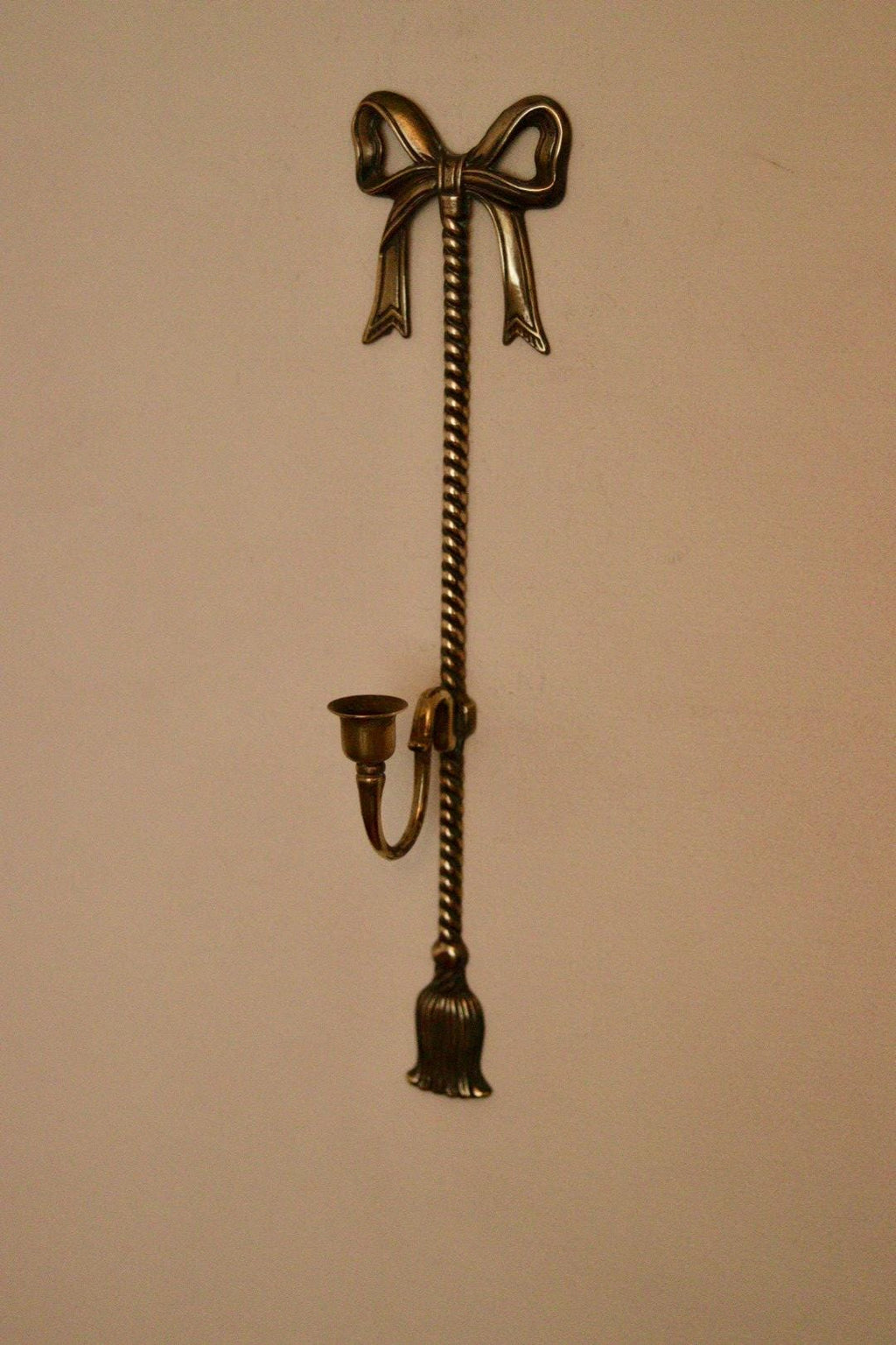 Large Vintage French Brass Bow Sconce