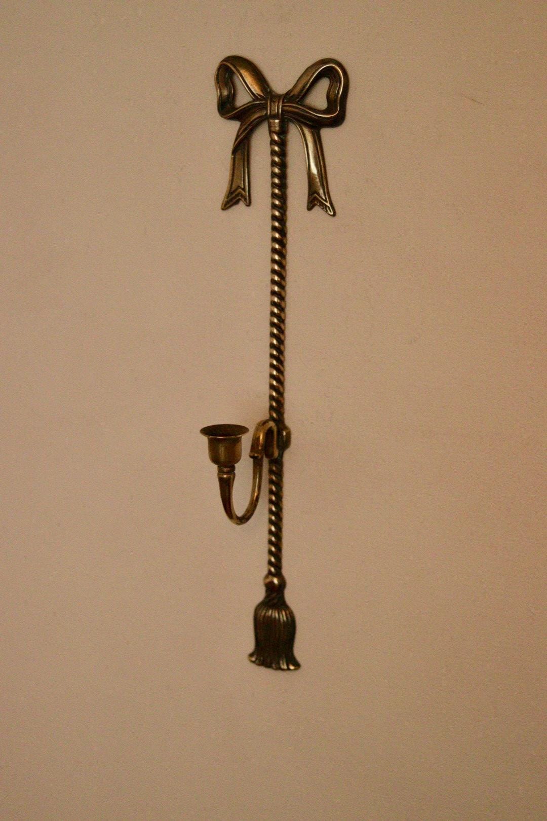 Large Vintage French Brass Bow Sconce