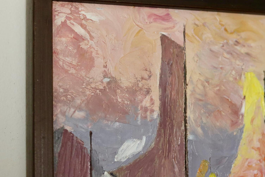 Swedish Mid-Century Oil On Canvas Painting "Sea Motif with Boat"