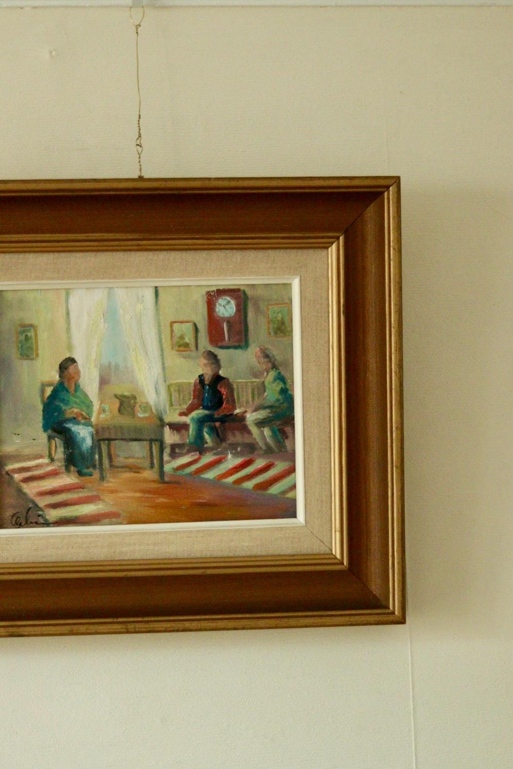 “Interior with Three People” by E. Wallin
