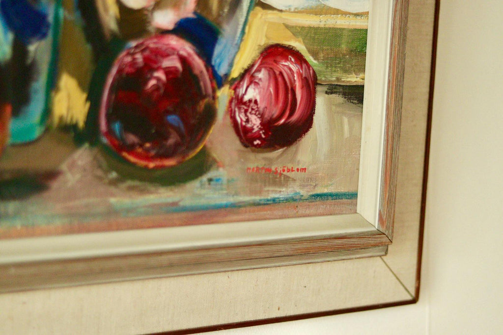 Original Swedish Oil on Panel – Still Life by MARTIN SJÖBLOM