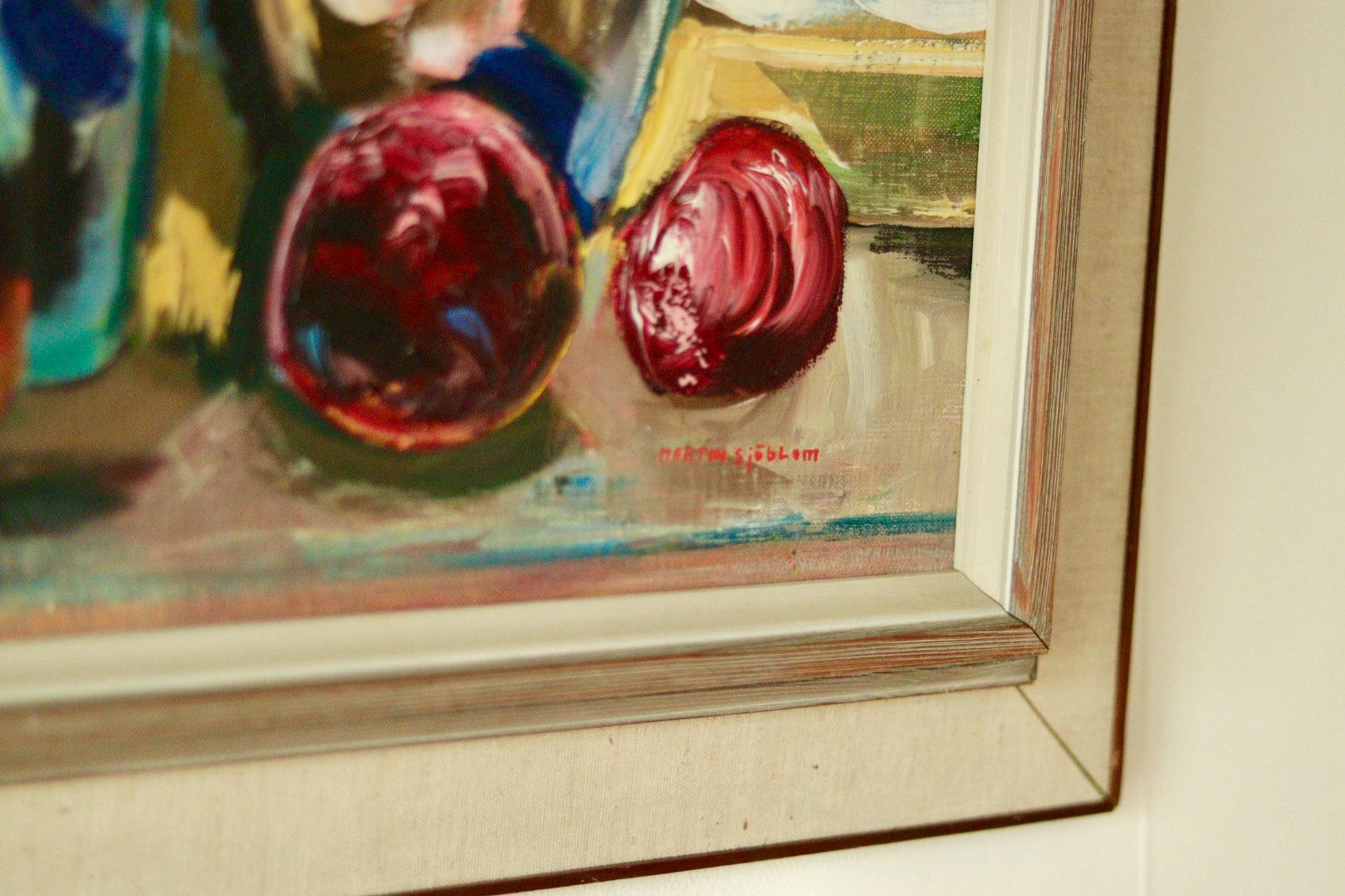 Original Swedish Oil on Panel – Still Life by MARTIN SJÖBLOM