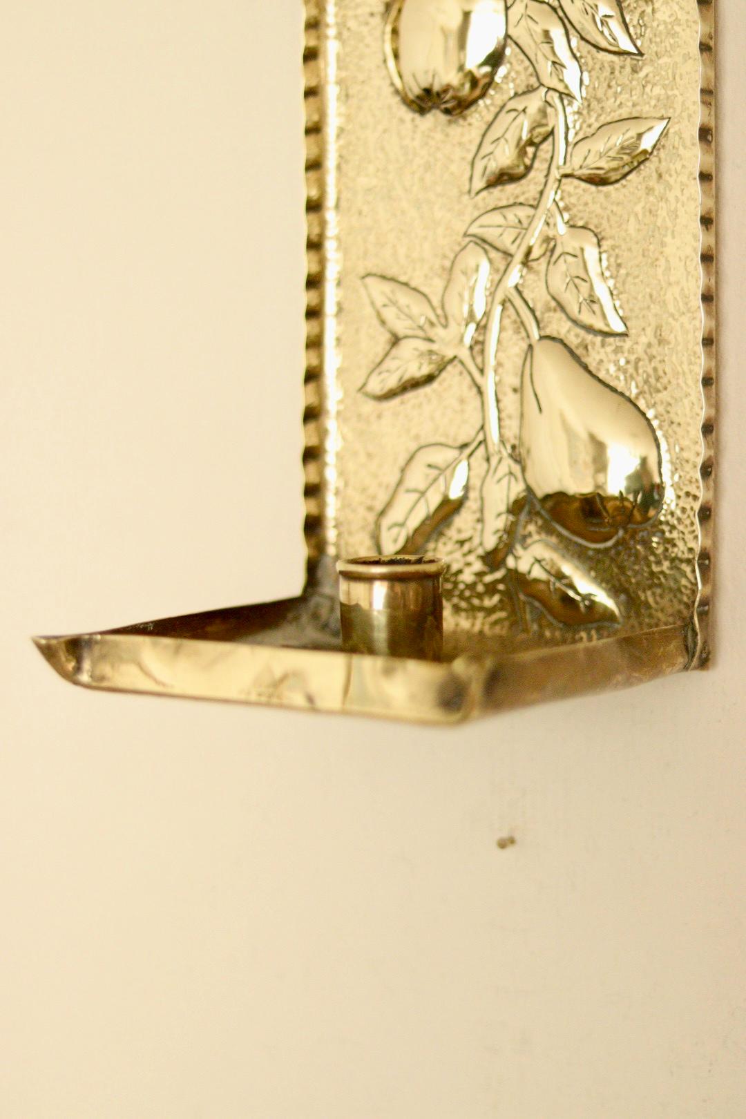 Vintage European Brass Sconce in Pear Motif