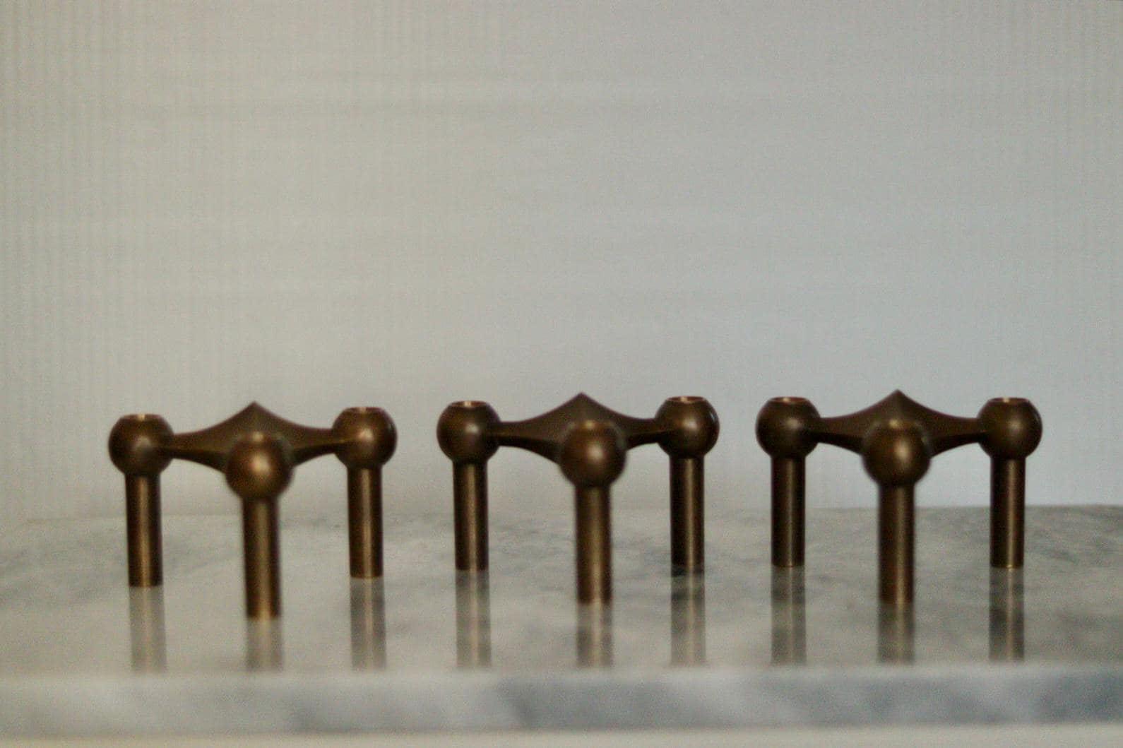 Trio of Vintage Brass Candle Holder by Stoff Nagel