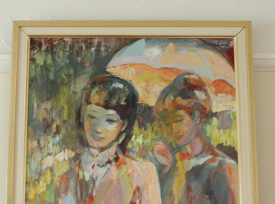 X-Large Original Swedish Oil on Canvas ““Two Women”