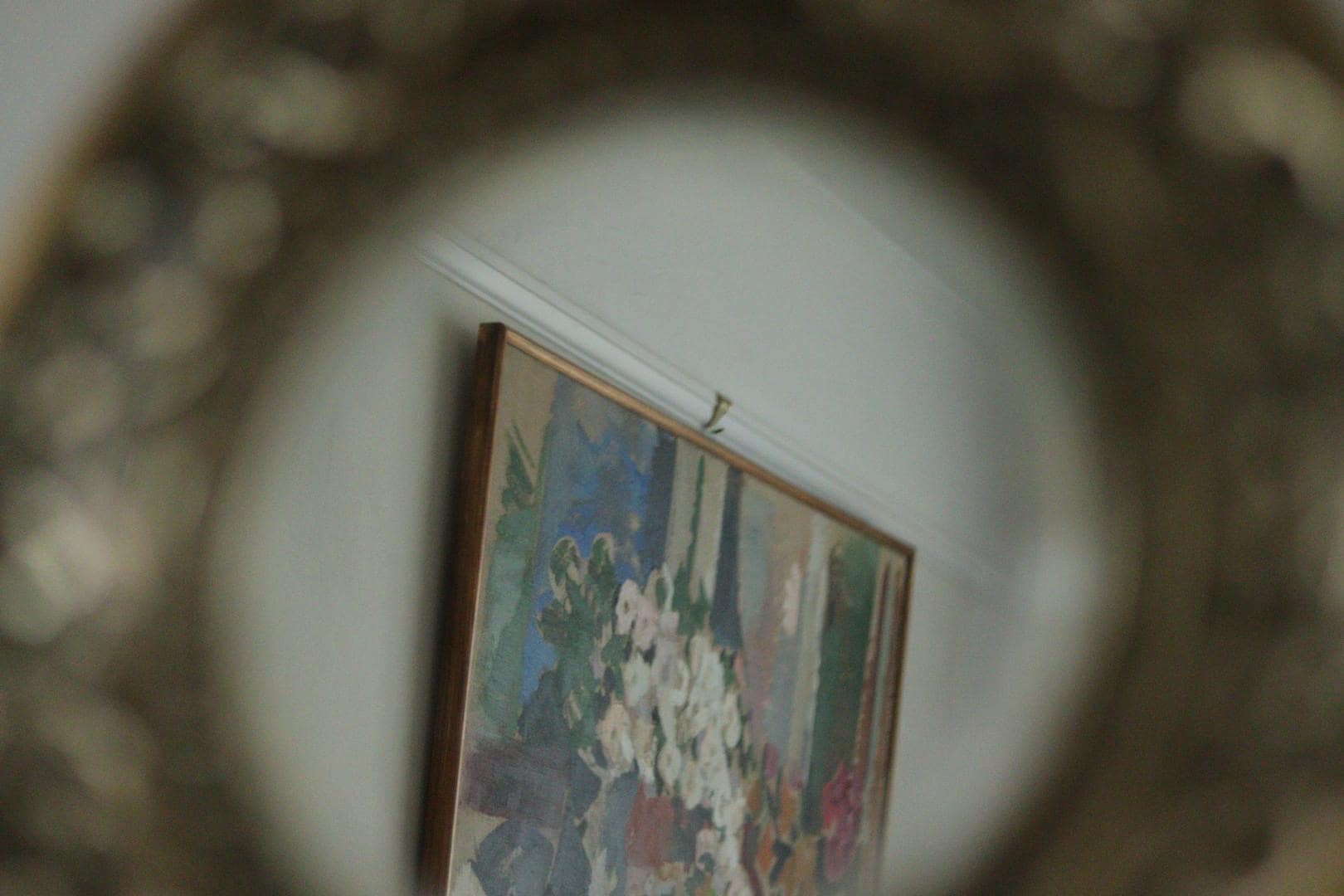 Pair of Antique Swedish Brass Sconces with Mirror