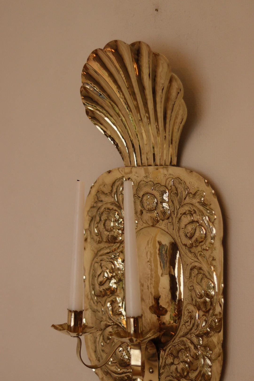 Large Mid-Century Swedish Brass Sconces