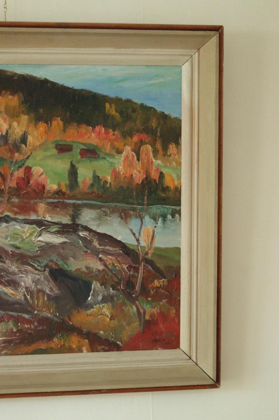 Original Mid-Century Swedish Oil on Canvas Painting "Autumn Day Järvsö"