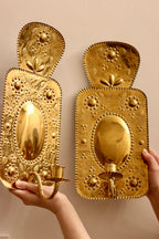 Pair of Antique  Swedish Brass Sconces C 1800