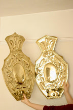 Pair Large baroque Style Mid Century Swedish Brass Sconces