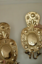 Pair of Large  Mid Century Swedish  Brass Baroque Sconces with double arm Design
