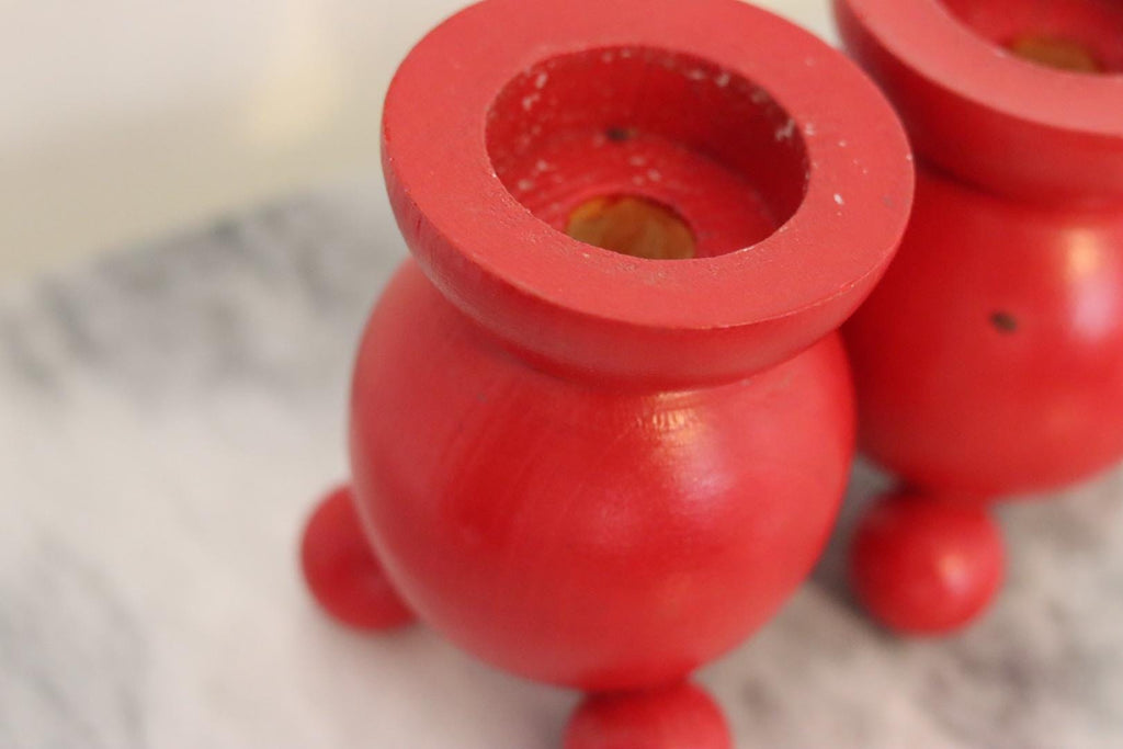 Pair of Swedish Dala Ball Candle Holder