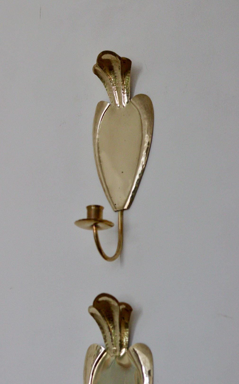 Pair Of Mid Century Swedish Brass Sconces by Arvika