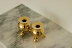 Pair of Mid-Century Swedish Heavy Brass Candle Holders by Gusum