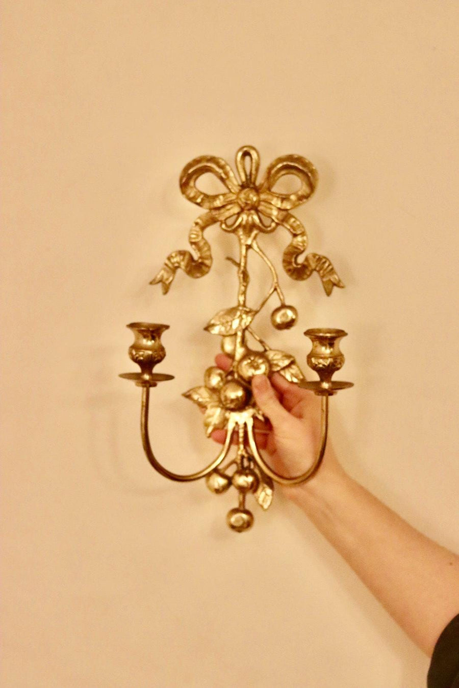 Pair Of Vintage Brass Bow Sconces